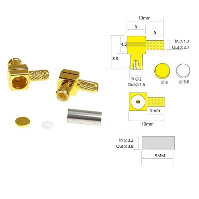 MCX Male Right Angle Plug Crimp RG174 RG316 LMR100 RF Connector