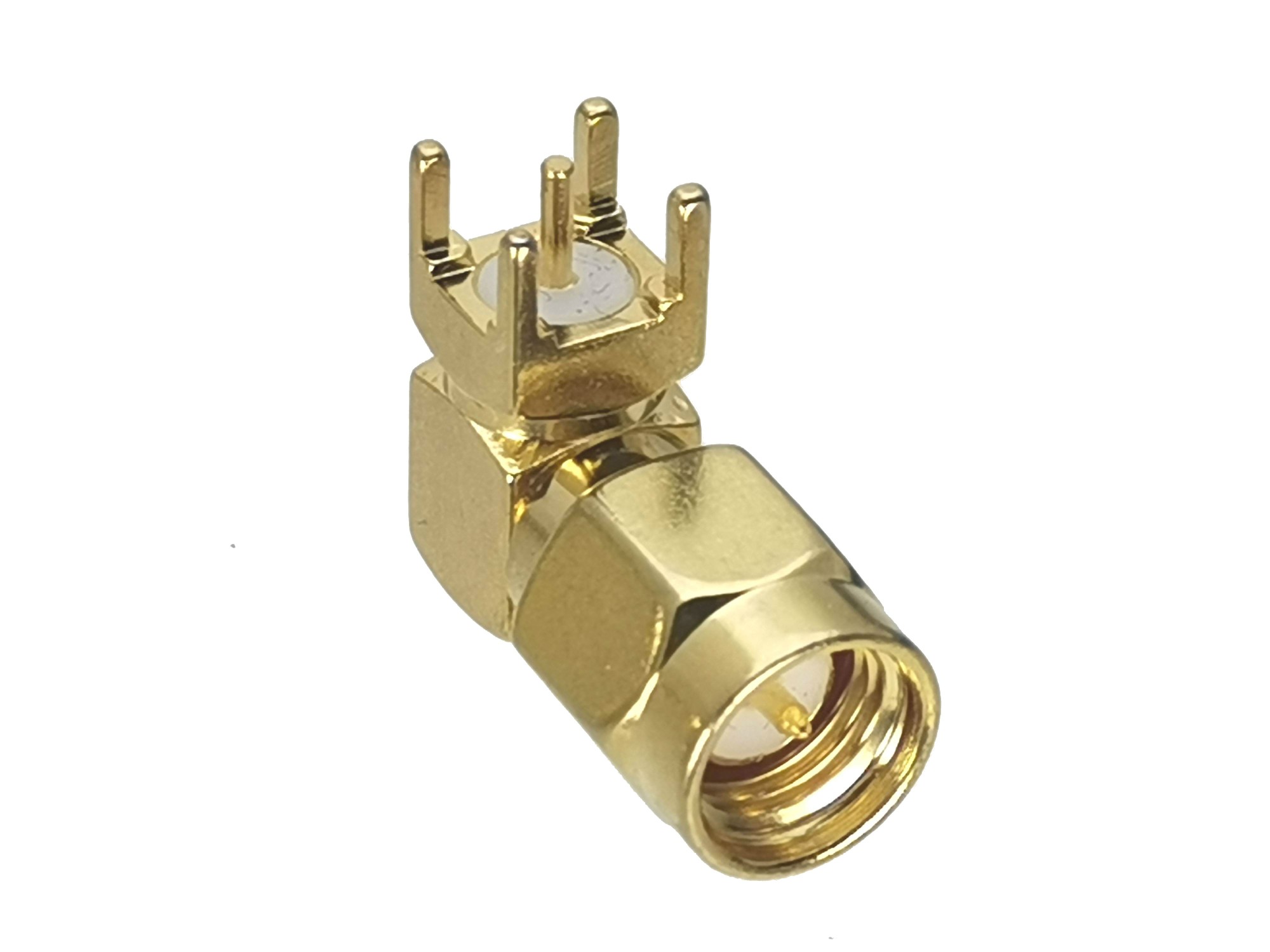 Brass Plated Right Angle SMA Male Edge Mount RF Coaxial Connector SMA Female PCB Mount Connector