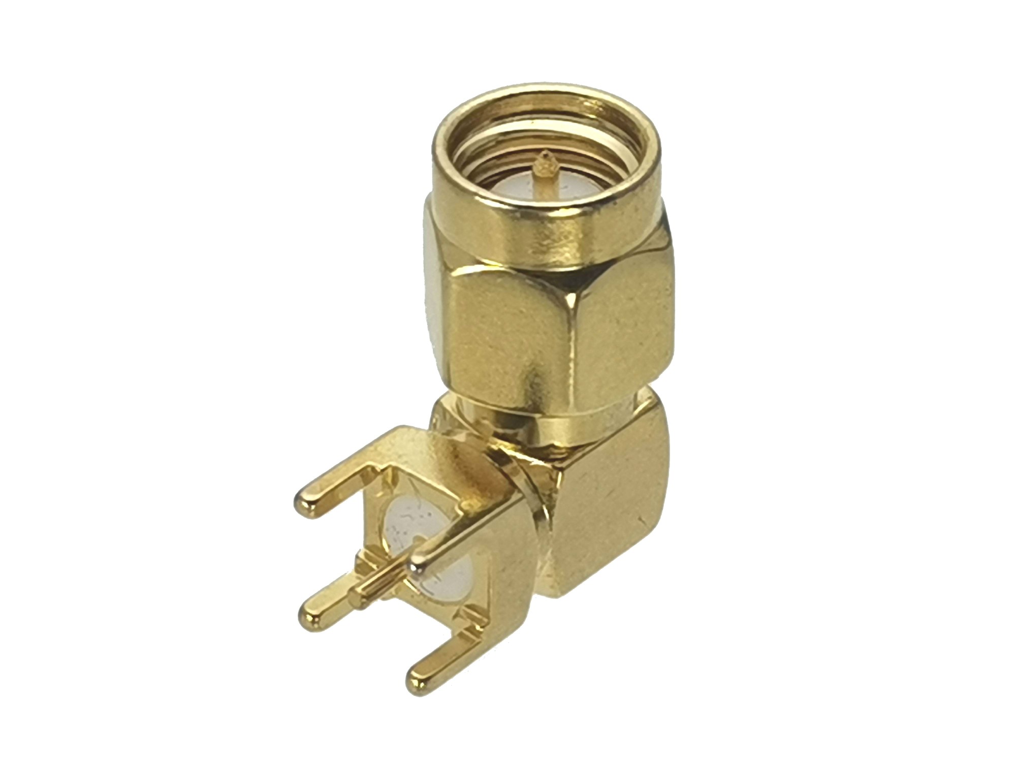 Brass Plated Right Angle SMA Male Edge Mount RF Coaxial Connector SMA Female PCB Mount Connector