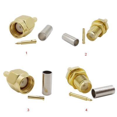 SMA Male Female Crimp Connector for RG316 RG174 LMR100 Cable